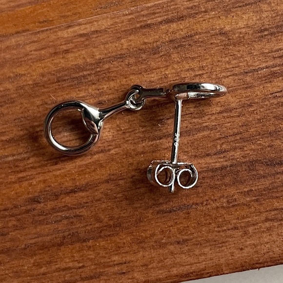 Genuine Sterling Silver Snaffle Bit Stud Earrings - Picture 4 of 4